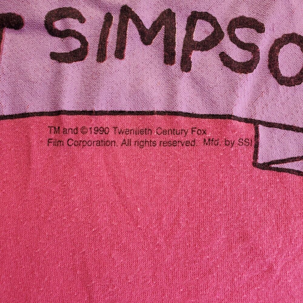 VTG 1990 Bart Simpson Don’t Have A Cow Man T-Shirt Men’s M Pink Single Stitch - Picture 4 of 12